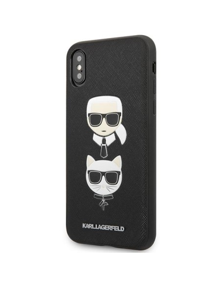 Karl Lagerfeld Saffiano Karl&Choupette Head dėklas iPhone XS Max - juodas Karl Lagerfeld Saffiano Karl&Choupette Head dėklas iPhone XS Max - juodas