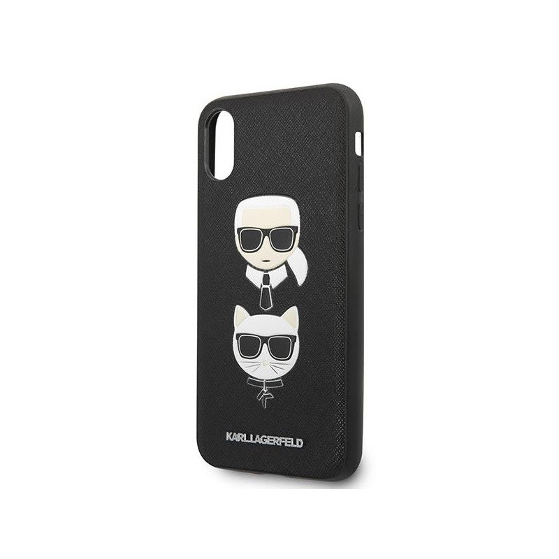 Karl Lagerfeld Saffiano Karl&Choupette Head dėklas iPhone XS Max - juodas