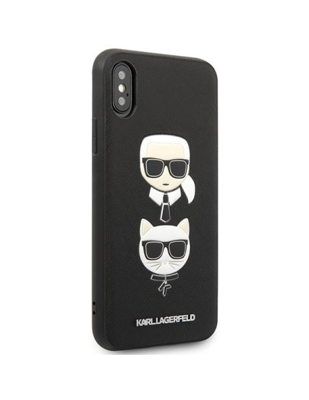 Karl Lagerfeld Saffiano Karl&Choupette Head dėklas iPhone XS Max - juodas Karl Lagerfeld Saffiano Karl&Choupette Head dėklas iPhone XS Max - juodas