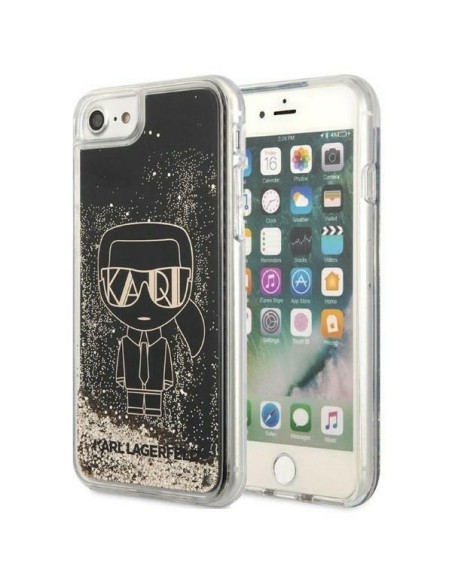 Karl Lagerfeld Liquid Glitter Gatsby dėklas, skirtas iPhone 7 / 8 / SE 2020 / SE 2022 - juodas