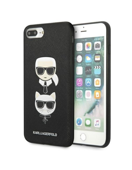 Karl Lagerfeld Saffiano Karl&Choupette Head dėklas, skirtas iPhone 7 Plus / iPhone 8 Plus - juodas