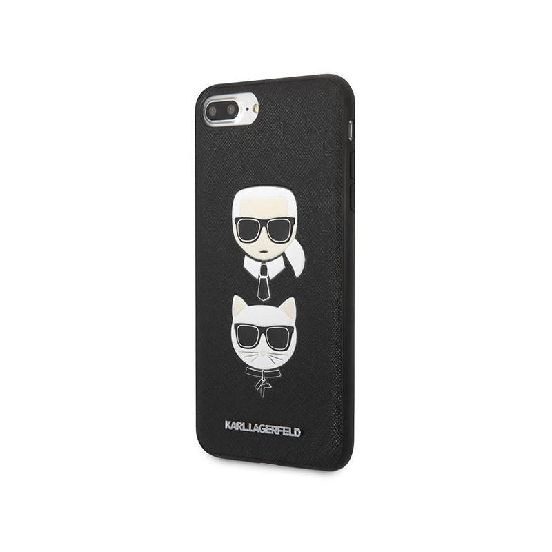 Karl Lagerfeld Saffiano Karl&Choupette Head dėklas, skirtas iPhone 7 Plus / iPhone 8 Plus - juodas