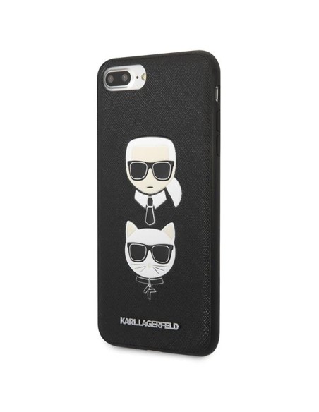 Karl Lagerfeld Saffiano Karl&Choupette Head dėklas, skirtas iPhone 7 Plus / iPhone 8 Plus - juodas