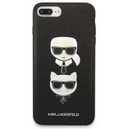 Karl Lagerfeld Saffiano Karl&Choupette Head dėklas, skirtas iPhone 7 Plus / iPhone 8 Plus - juodas
