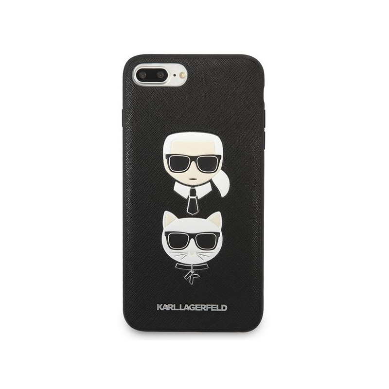Karl Lagerfeld Saffiano Karl&Choupette Head dėklas, skirtas iPhone 7 Plus / iPhone 8 Plus - juodas