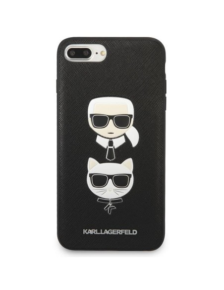 Karl Lagerfeld Saffiano Karl&Choupette Head dėklas, skirtas iPhone 7 Plus / iPhone 8 Plus - juodas