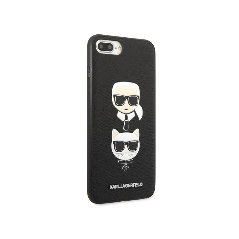 Karl Lagerfeld Saffiano Karl&Choupette Head dėklas, skirtas iPhone 7 Plus / iPhone 8 Plus - juodas