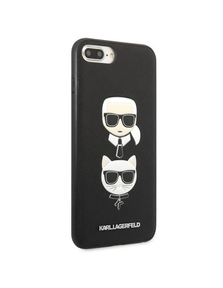Karl Lagerfeld Saffiano Karl&Choupette Head dėklas, skirtas iPhone 7 Plus / iPhone 8 Plus - juodas
