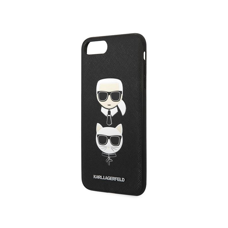 Karl Lagerfeld Saffiano Karl&Choupette Head dėklas, skirtas iPhone 7 Plus / iPhone 8 Plus - juodas