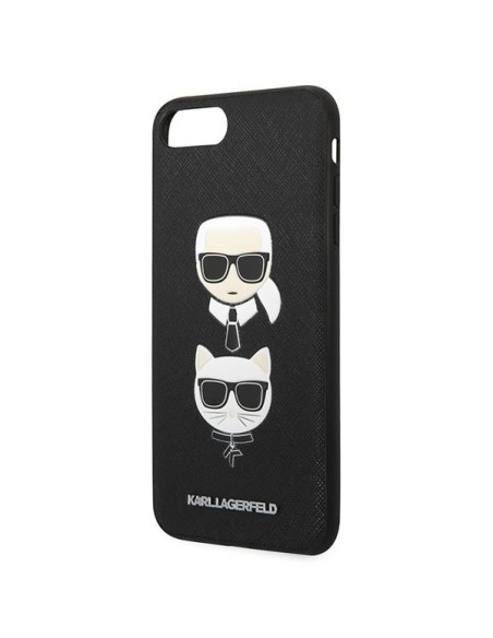 Karl Lagerfeld Saffiano Karl&Choupette Head dėklas, skirtas iPhone 7 Plus / iPhone 8 Plus - juodas