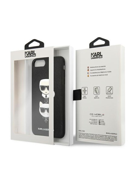 Karl Lagerfeld Saffiano Karl&Choupette Head dėklas, skirtas iPhone 7 Plus / iPhone 8 Plus - juodas