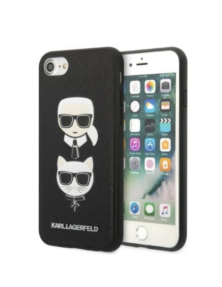 Karl Lagerfeld Saffiano Karl&Choupette galvos dėklas iPhone 7 / 8 / SE 2020 / SE 2022 - juodas Karl Lagerfeld Saffiano Karl&Choupette galvos dėklas iPhone 7 / 8 / SE 2020 / SE 2022 - juodas