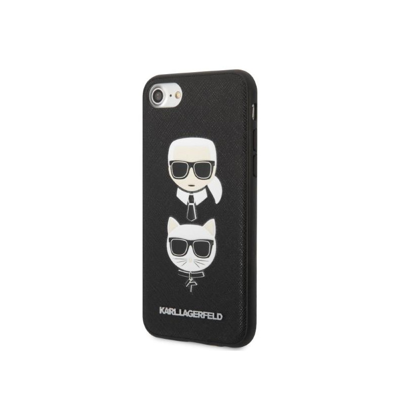 Karl Lagerfeld Saffiano Karl&Choupette galvos dėklas iPhone 7 / 8 / SE 2020 / SE 2022 - juodas