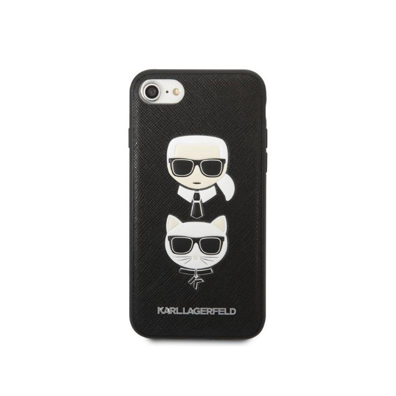 Karl Lagerfeld Saffiano Karl&Choupette galvos dėklas iPhone 7 / 8 / SE 2020 / SE 2022 - juodas