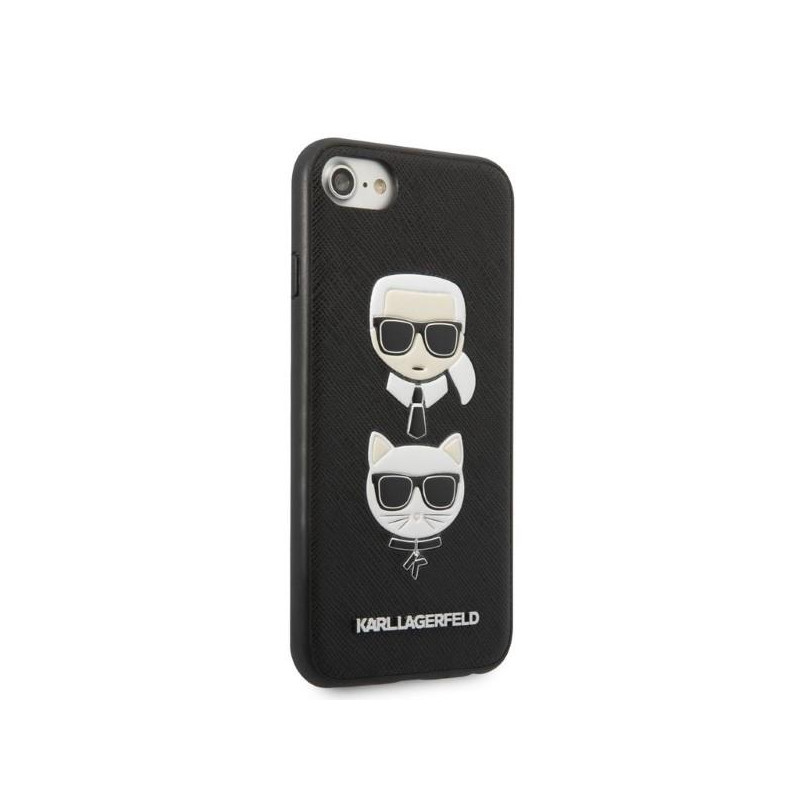 Karl Lagerfeld Saffiano Karl&Choupette galvos dėklas iPhone 7 / 8 / SE 2020 / SE 2022 - juodas