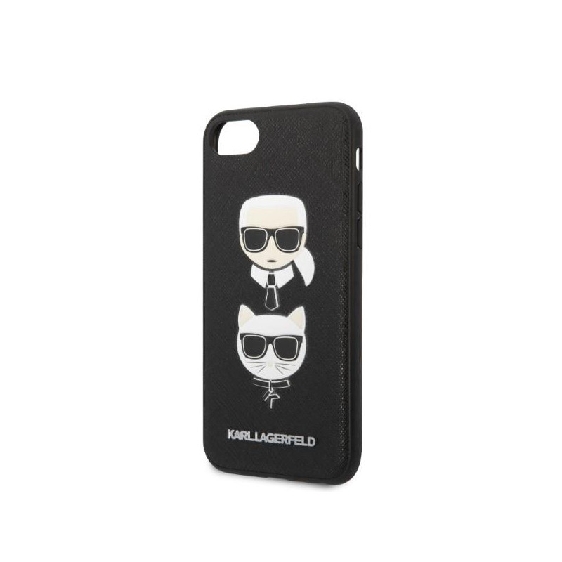 Karl Lagerfeld Saffiano Karl&Choupette galvos dėklas iPhone 7 / 8 / SE 2020 / SE 2022 - juodas