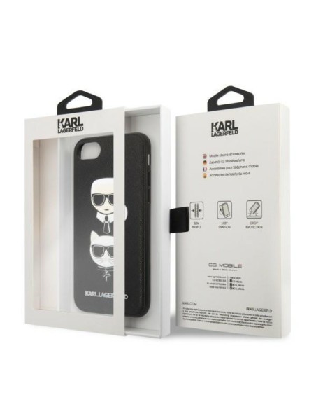 Karl Lagerfeld Saffiano Karl&Choupette galvos dėklas iPhone 7 / 8 / SE 2020 / SE 2022 - juodas Karl Lagerfeld Saffiano Karl&Choupette galvos dėklas iPhone 7 / 8 / SE 2020 / SE 2022 - juodas