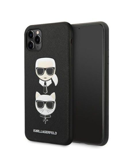 Karl Lagerfeld Saffiano Karl&Choupette Head dėklas, skirtas iPhone 11 Pro Max - juodas Karl Lagerfeld Saffiano Karl&Choupette Head dėklas, skirtas iPhone 11 Pro Max - juodas