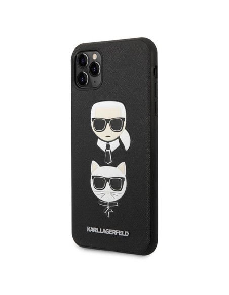 Karl Lagerfeld Saffiano Karl&Choupette Head dėklas, skirtas iPhone 11 Pro Max - juodas Karl Lagerfeld Saffiano Karl&Choupette Head dėklas, skirtas iPhone 11 Pro Max - juodas