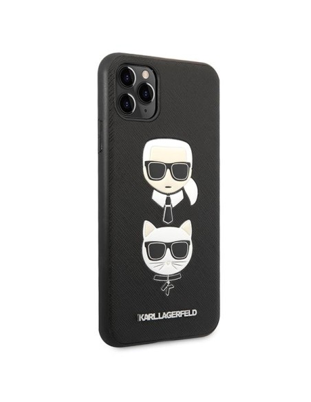 Karl Lagerfeld Saffiano Karl&Choupette Head dėklas, skirtas iPhone 11 Pro Max - juodas Karl Lagerfeld Saffiano Karl&Choupette Head dėklas, skirtas iPhone 11 Pro Max - juodas