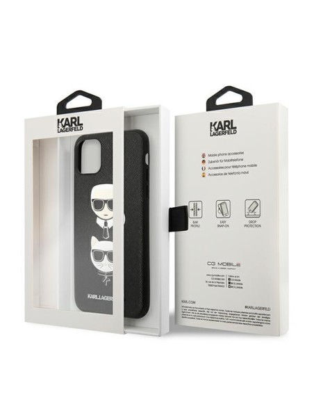 Karl Lagerfeld Saffiano Karl&Choupette Head dėklas, skirtas iPhone 11 Pro Max - juodas Karl Lagerfeld Saffiano Karl&Choupette Head dėklas, skirtas iPhone 11 Pro Max - juodas