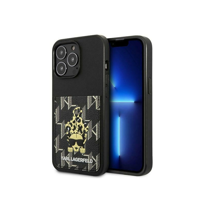 Karl Lagerfeld Karlimals Cardslot dėklas, skirtas iPhone 13 Pro / iPhone 13 - juodas