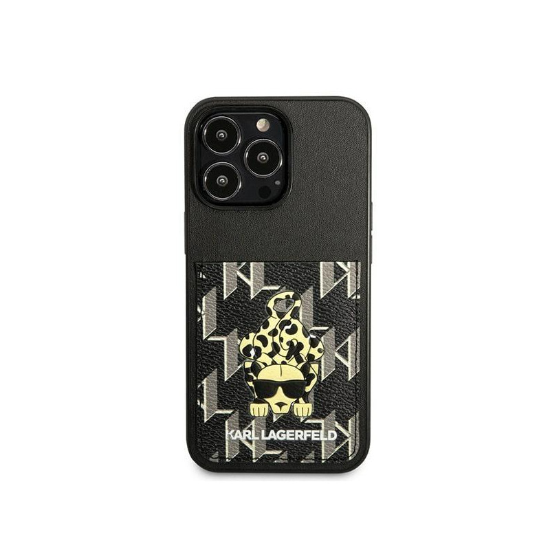 Karl Lagerfeld Karlimals Cardslot dėklas, skirtas iPhone 13 Pro / iPhone 13 - juodas