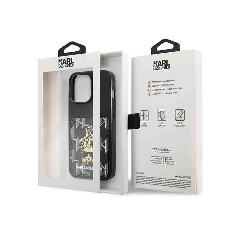 Karl Lagerfeld Karlimals Cardslot dėklas, skirtas iPhone 13 Pro / iPhone 13 - juodas