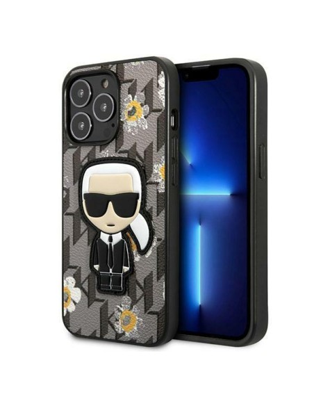 Karl Lagerfeld Flower Ikonik Karl dėklas iPhone 13 Pro / iPhone 13 - pilkas