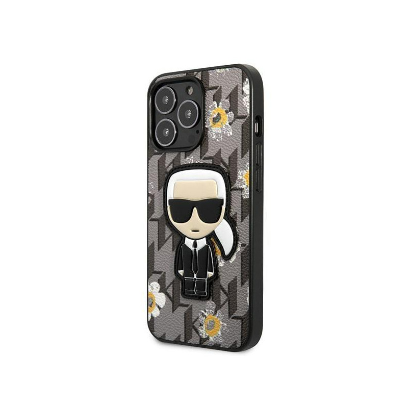 Karl Lagerfeld Flower Ikonik Karl dėklas iPhone 13 Pro / iPhone 13 - pilkas