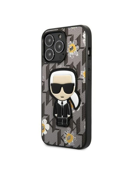 Karl Lagerfeld Flower Ikonik Karl dėklas iPhone 13 Pro / iPhone 13 - pilkas