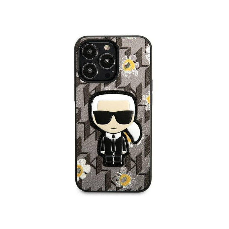 Karl Lagerfeld Flower Ikonik Karl dėklas iPhone 13 Pro / iPhone 13 - pilkas