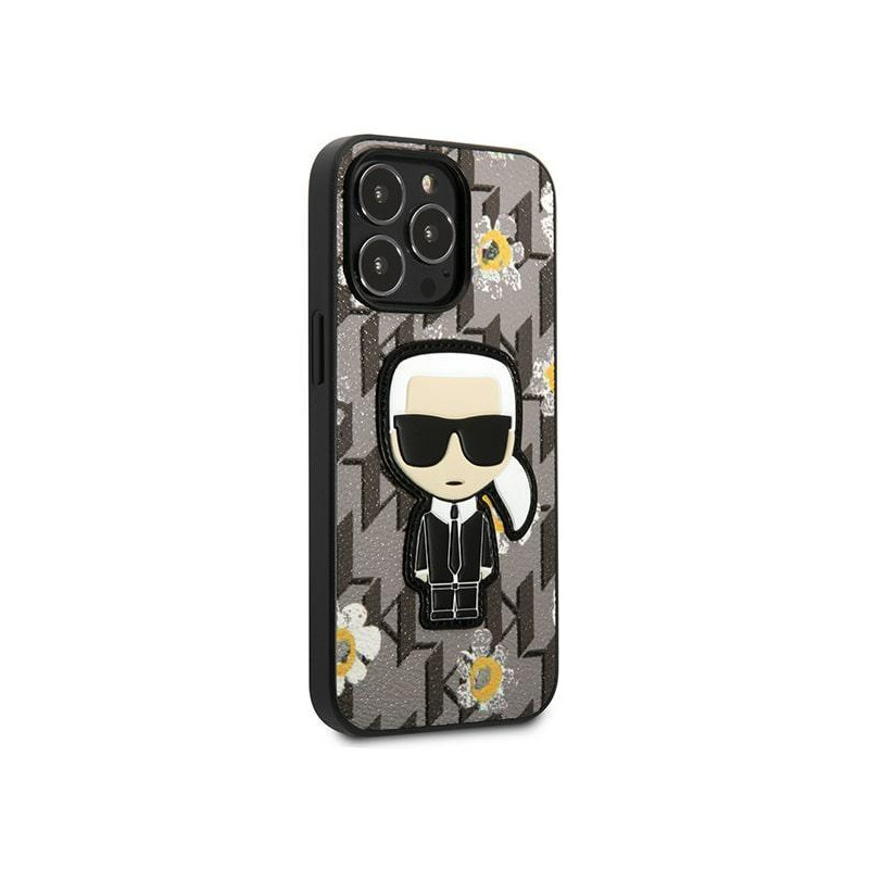 Karl Lagerfeld Flower Ikonik Karl dėklas iPhone 13 Pro / iPhone 13 - pilkas