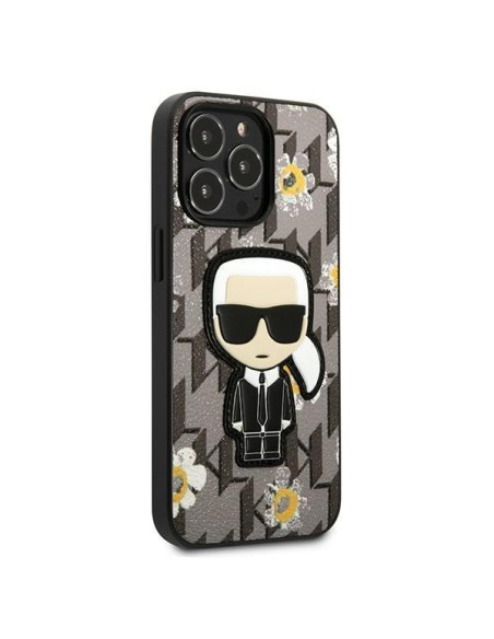 Karl Lagerfeld Flower Ikonik Karl dėklas iPhone 13 Pro / iPhone 13 - pilkas