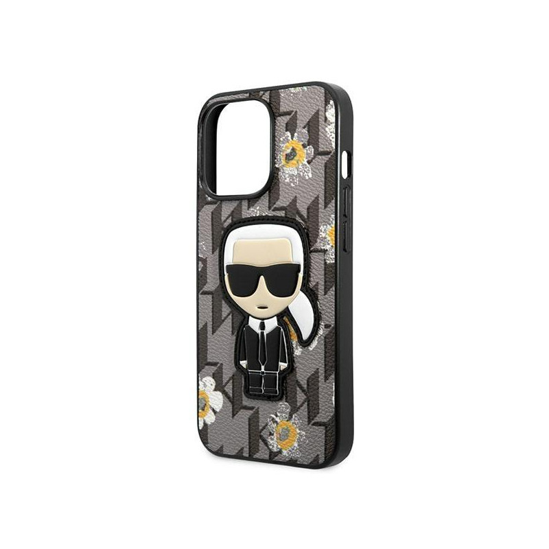 Karl Lagerfeld Flower Ikonik Karl dėklas iPhone 13 Pro / iPhone 13 - pilkas