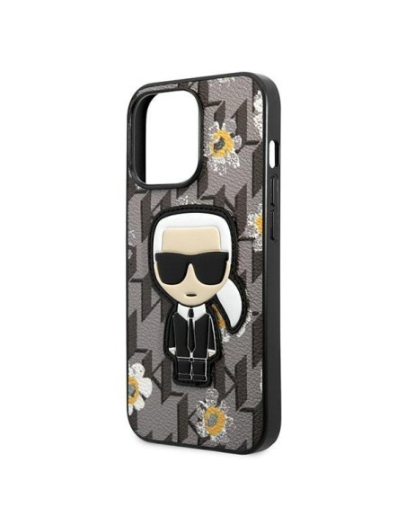 Karl Lagerfeld Flower Ikonik Karl dėklas iPhone 13 Pro / iPhone 13 - pilkas