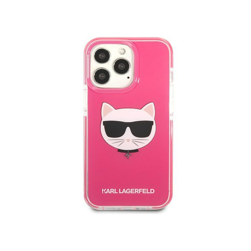 Karl Lagerfeld Choupette Head dėklas, skirtas iPhone 13 Pro / iPhone 13 - fuksija