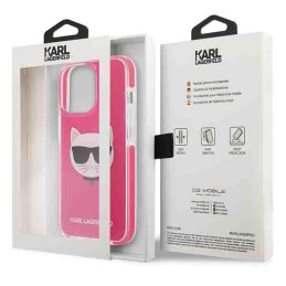 Karl Lagerfeld Choupette Head dėklas, skirtas iPhone 13 Pro / iPhone 13 - fuksija
