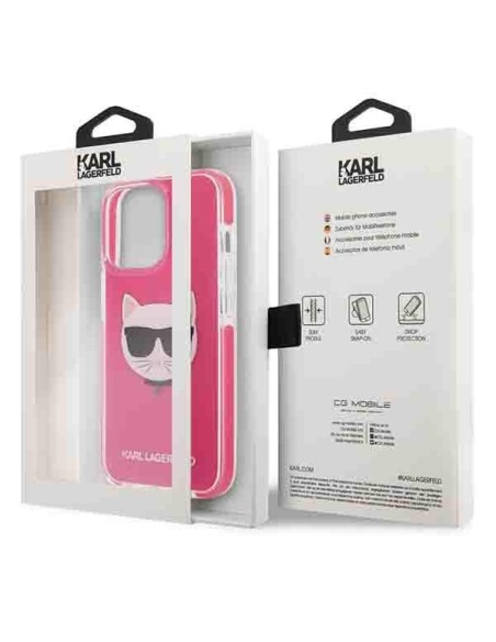 Karl Lagerfeld Choupette Head dėklas, skirtas iPhone 13 Pro / iPhone 13 - fuksija Karl Lagerfeld Choupette Head dėklas, skirtas iPhone 13 Pro / iPhone 13 - fuksija