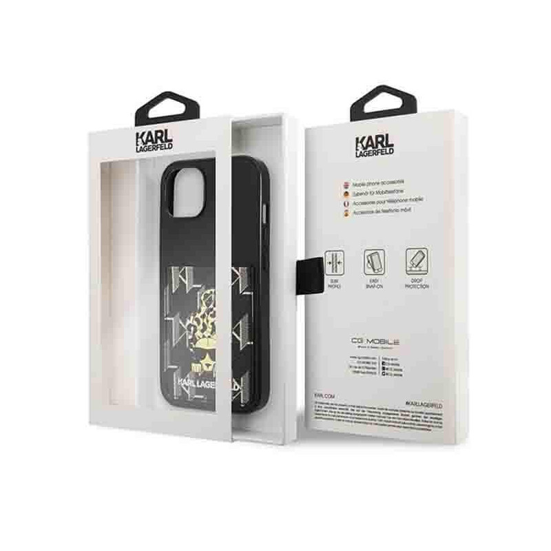 Karl Lagerfeld Karlimals Cardslot dėklas iPhone 13 - juodas