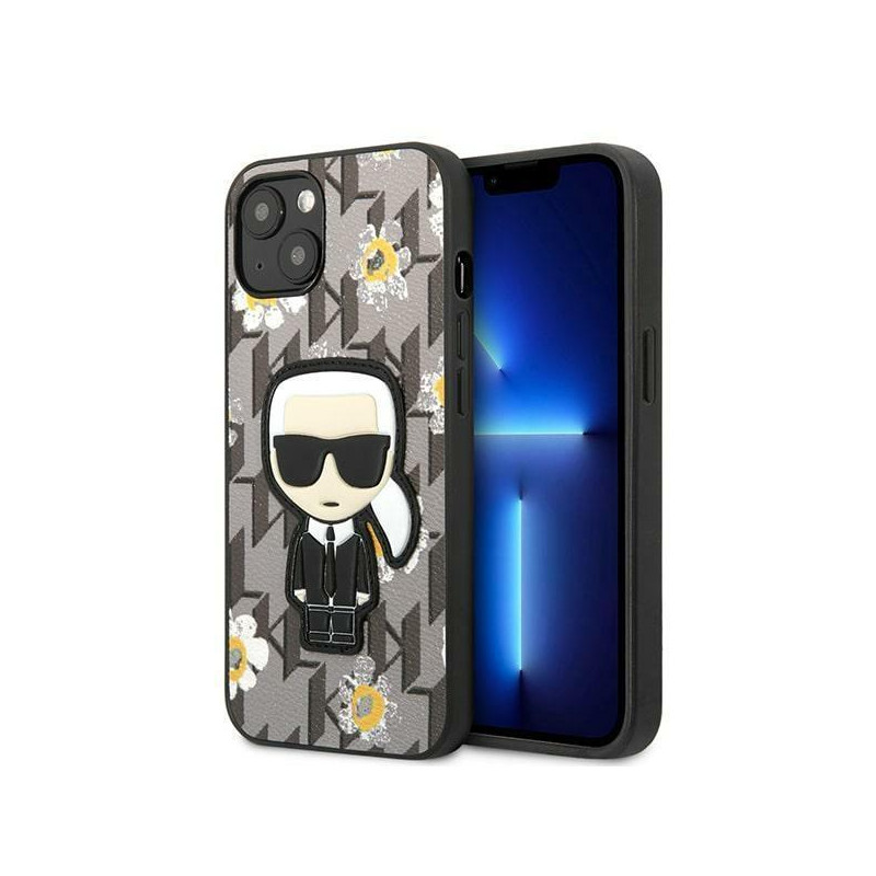 Karl Lagerfeld Flower Ikonik Karl dėklas iPhone 13 - pilkas Karl Lagerfeld Flower Ikonik Karl dėklas iPhone 13 - pilkas
