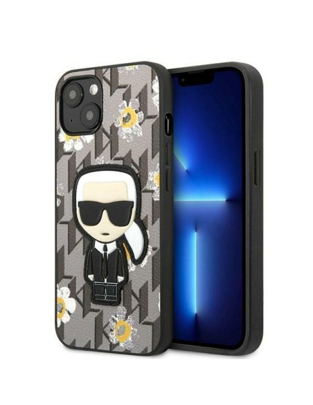 Karl Lagerfeld Flower Ikonik Karl dėklas iPhone 13 - pilkas Karl Lagerfeld Flower Ikonik Karl dėklas iPhone 13 - pilkas