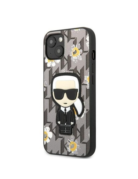 Karl Lagerfeld Flower Ikonik Karl dėklas iPhone 13 - pilkas Karl Lagerfeld Flower Ikonik Karl dėklas iPhone 13 - pilkas