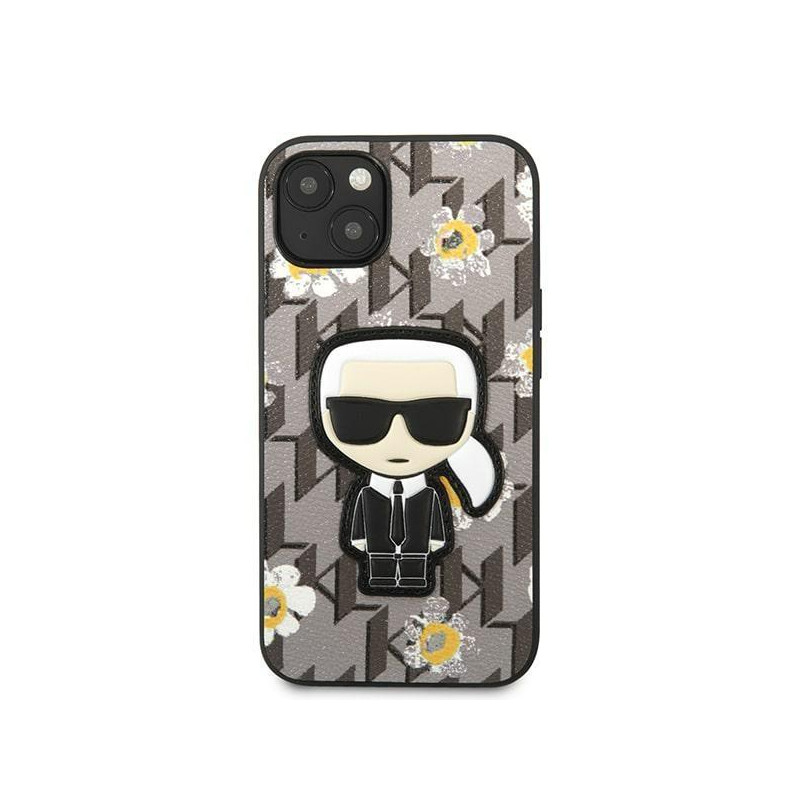 Karl Lagerfeld Flower Ikonik Karl dėklas iPhone 13 - pilkas