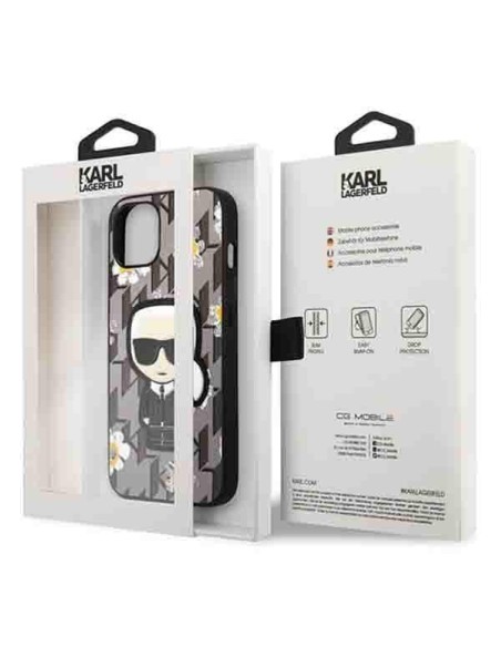 Karl Lagerfeld Flower Ikonik Karl dėklas iPhone 13 - pilkas Karl Lagerfeld Flower Ikonik Karl dėklas iPhone 13 - pilkas