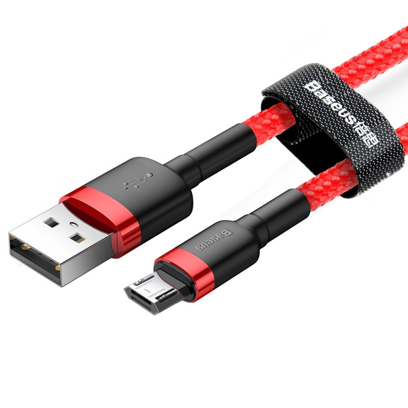 Patvarus lankstus kabelis USB microUSB 1.5A 2M raudonas