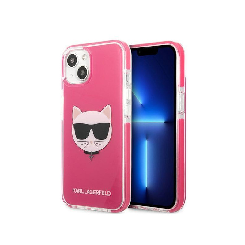 Karl Lagerfeld Choupette Head dėklas iPhone 13 mini - fuksija