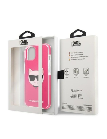 Karl Lagerfeld Choupette Head dėklas iPhone 13 mini - fuksija Karl Lagerfeld Choupette Head dėklas iPhone 13 mini - fuksija