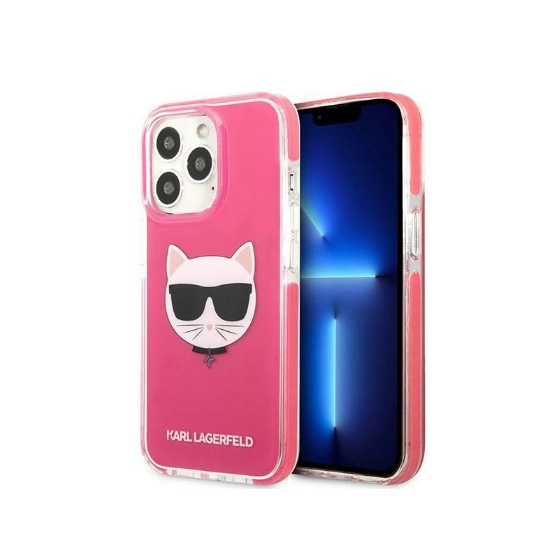 Karl Lagerfeld Choupette Head dėklas, skirtas iPhone 13 Pro Max - fuksijos spalvos