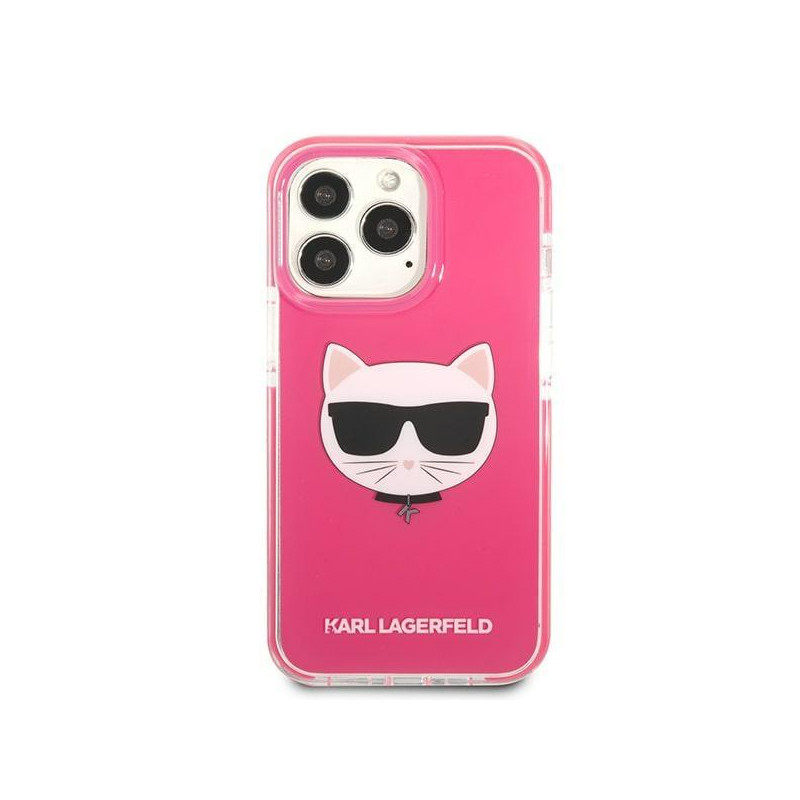 Karl Lagerfeld Choupette Head dėklas, skirtas iPhone 13 Pro Max - fuksijos spalvos